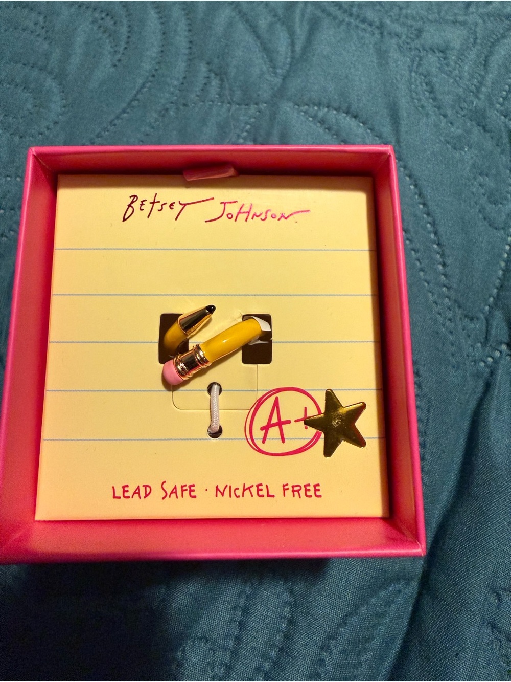 Betsey Johnson Yellow Pencil ring hinged opening